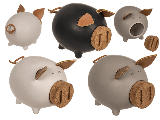 Sving bank, pig with corc closing nose,