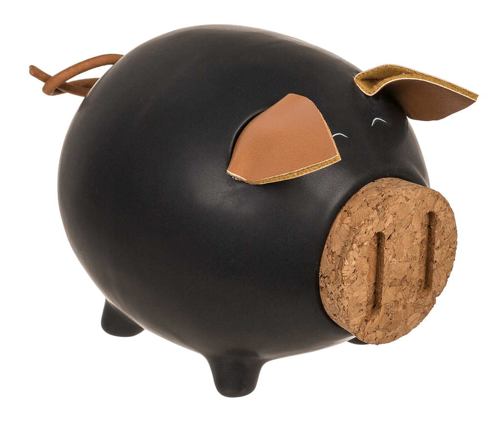 Sving bank, pig with corc closing nose,