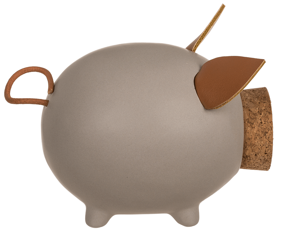 Sving bank, pig with corc closing nose,
