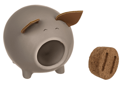 Sving bank, pig with corc closing nose,