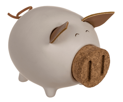 Sving bank, pig with corc closing nose,