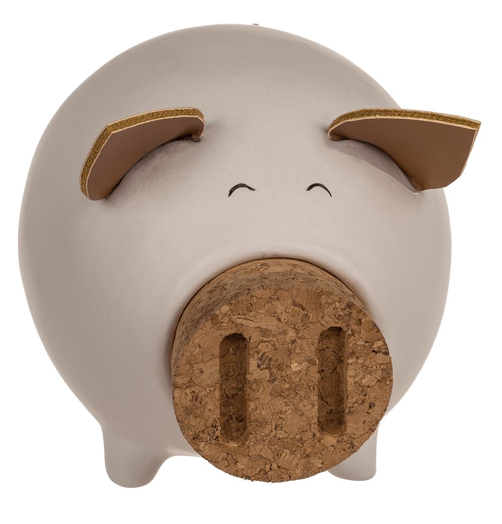 Sving bank, pig with corc closing nose,