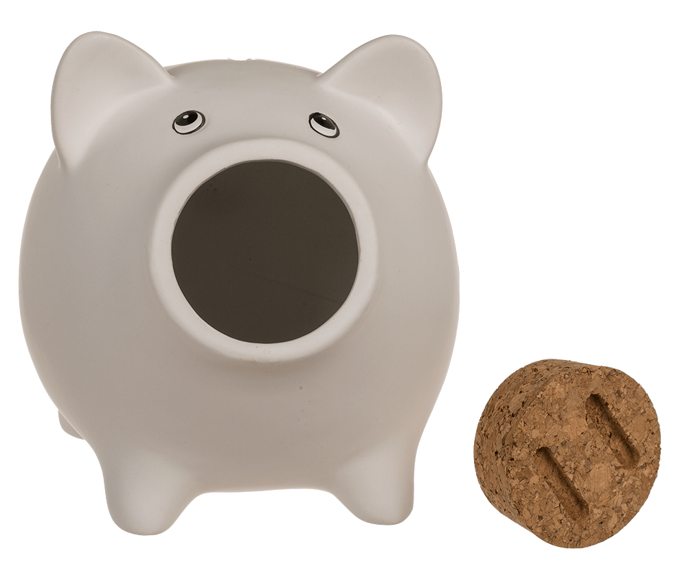 Saving bank, pig with corc closing nose,