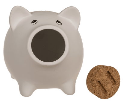 Saving bank, pig with corc closing nose,
