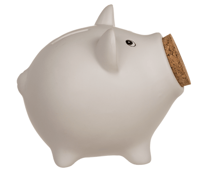 Saving bank, pig with corc closing nose,