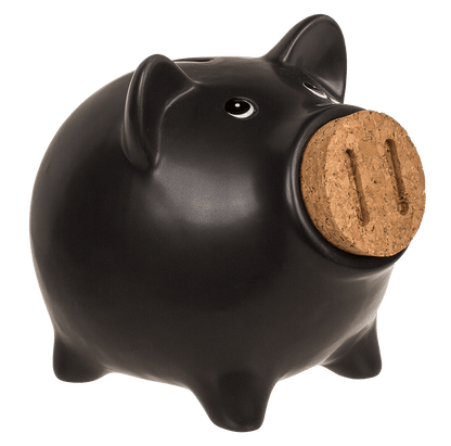 Saving bank, pig with corc closing nose,
