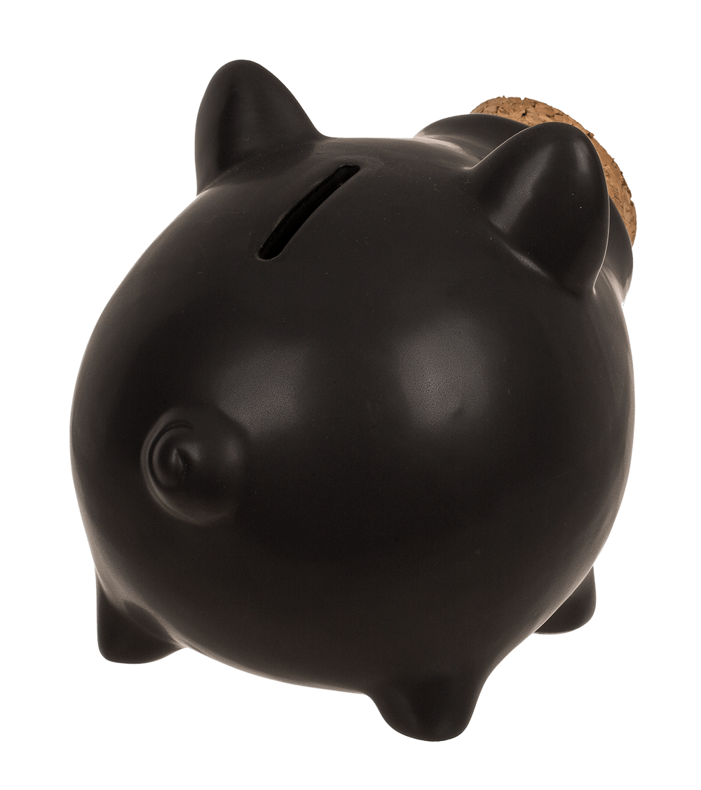 Saving bank, pig with corc closing nose,