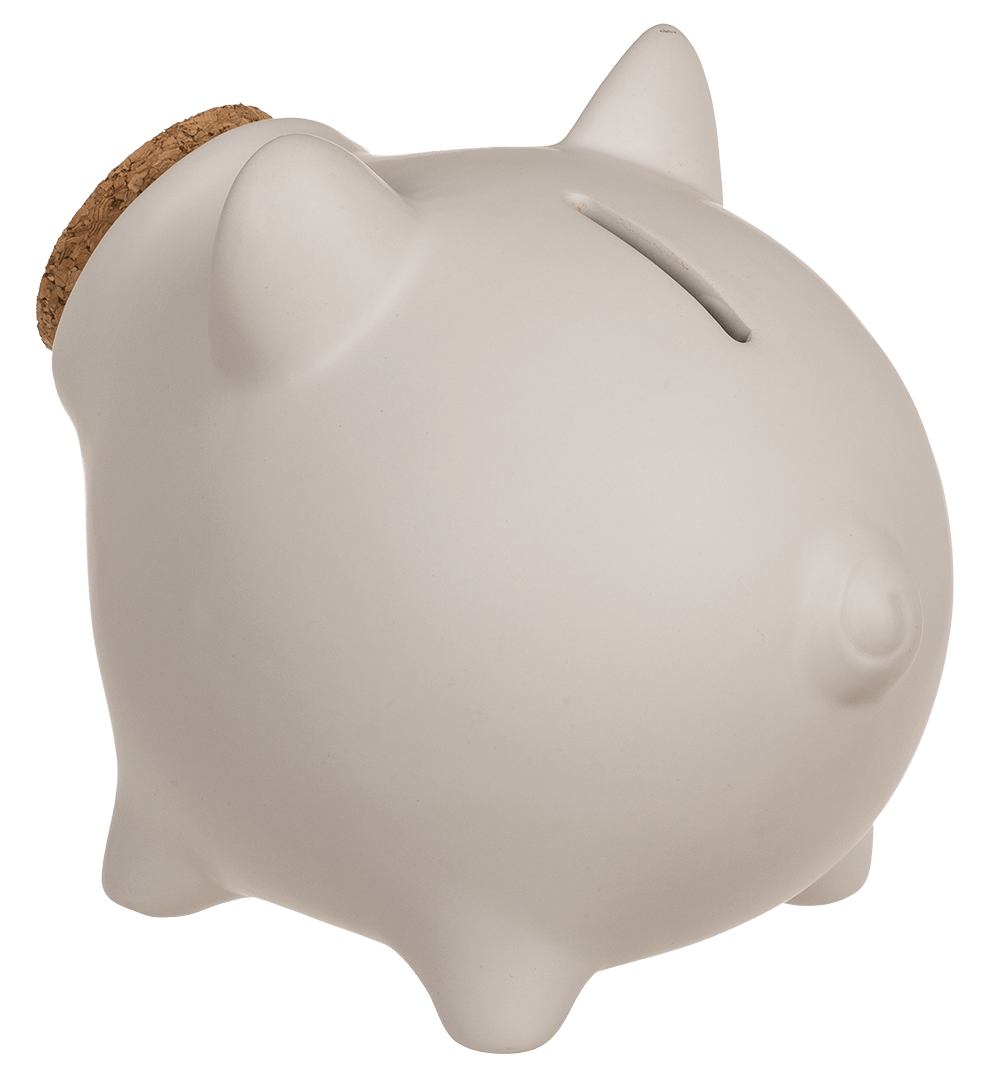 Saving bank, pig with corc closing nose,