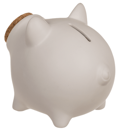 Saving bank, pig with corc closing nose,