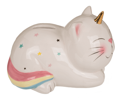 Savings bank with lock, Unicorn Cat,