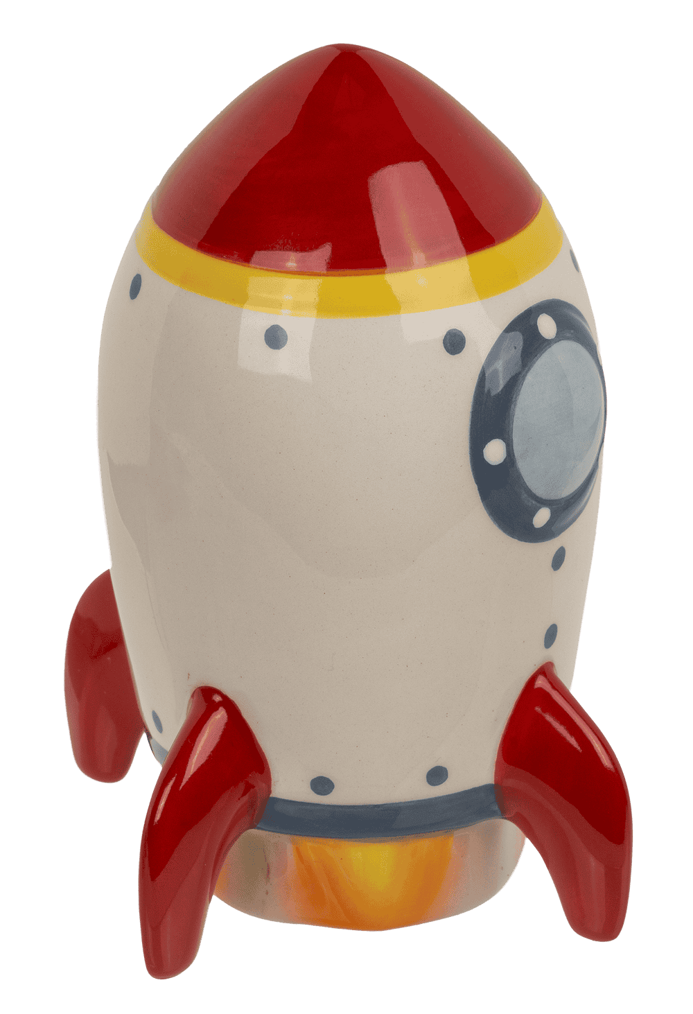 Money box, Rocket, 12.5 x 7 cm, stoneware,