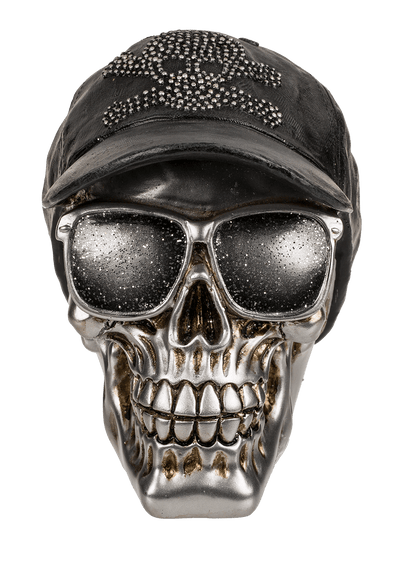 Savings bank with lock, Skull with basecap,