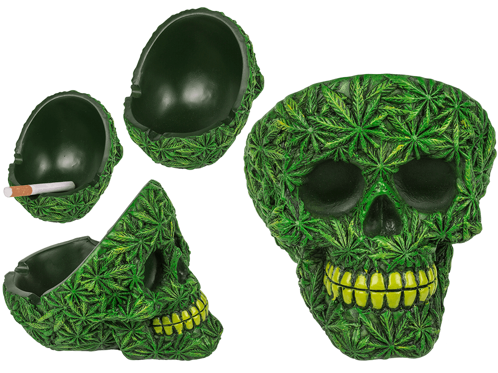 Ashtray, Cannabis Skull, ca. 11 cm,