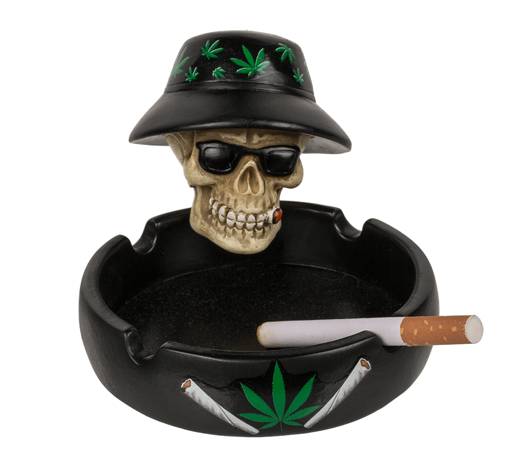 Ashtray, Skull with joint, ca. 17 cm,