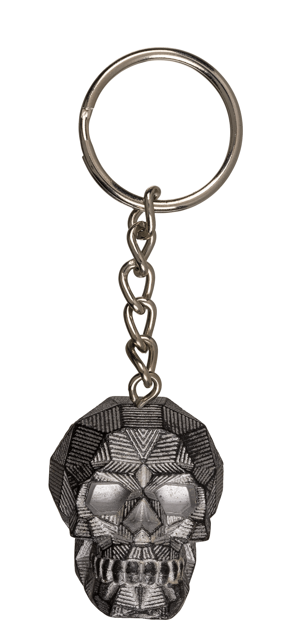 Metal Keychain, Metallic Skull, ca. 4 cm,