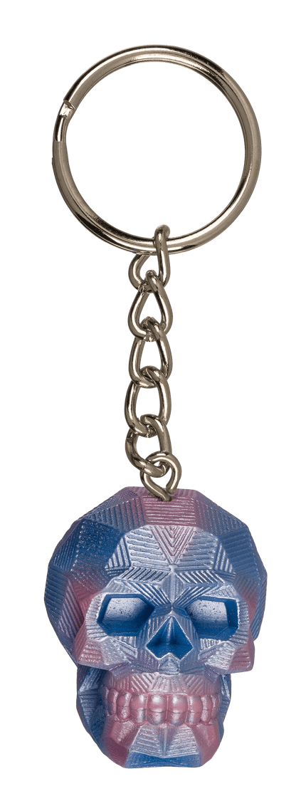 Metal Keychain, Metallic Skull, ca. 4 cm,