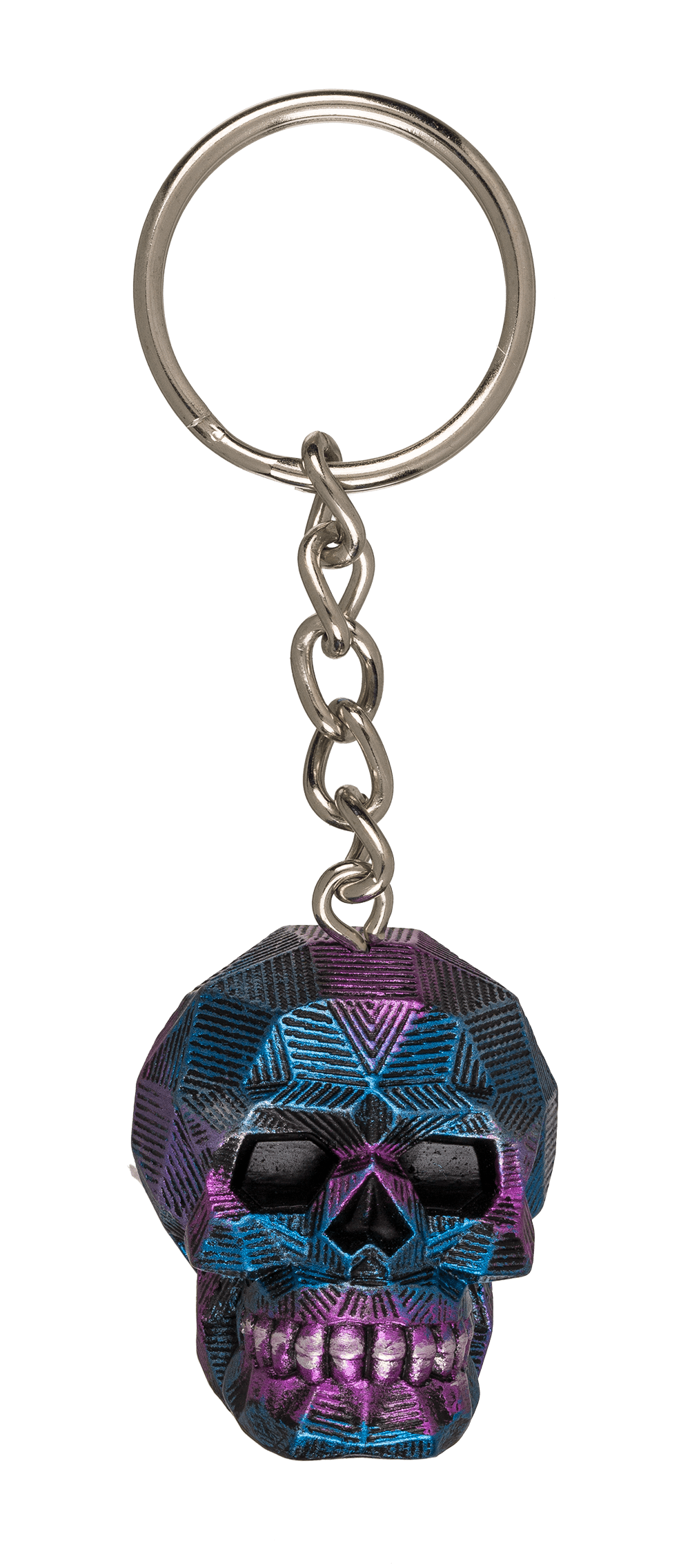 Metal Keychain, Metallic Skull, ca. 4 cm,