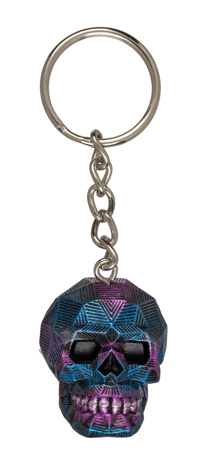 Metal Keychain, Metallic Skull, ca. 4 cm,