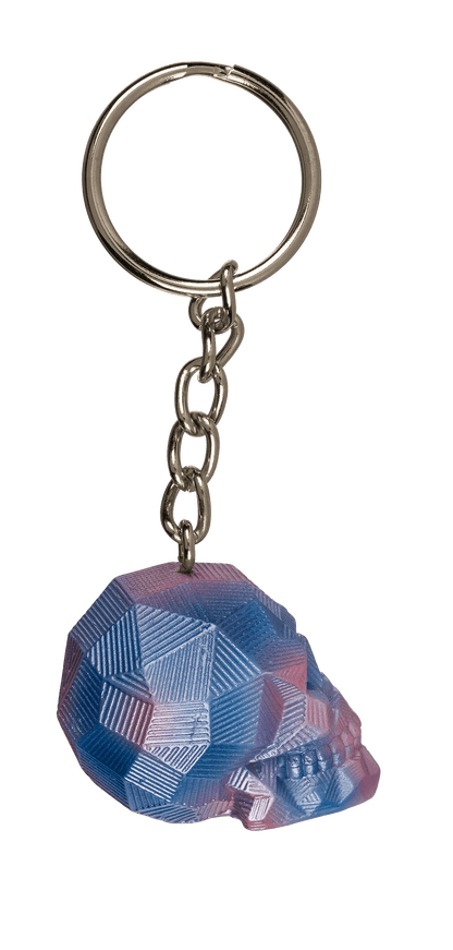 Metal Keychain, Metallic Skull, ca. 4 cm,