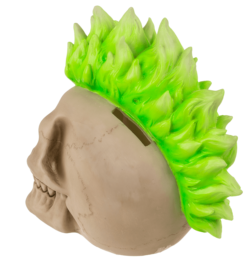 Savings bank with lock, Skull, Punk,