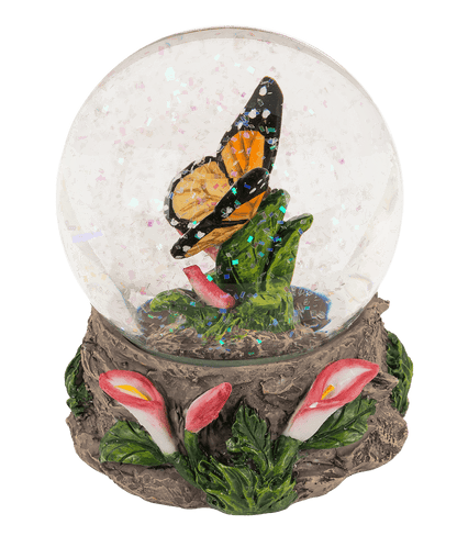 Polyresin glitter globe,Butterfly, on base,