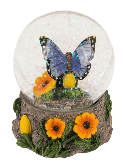 Polyresin glitter globe,Butterfly, on base,