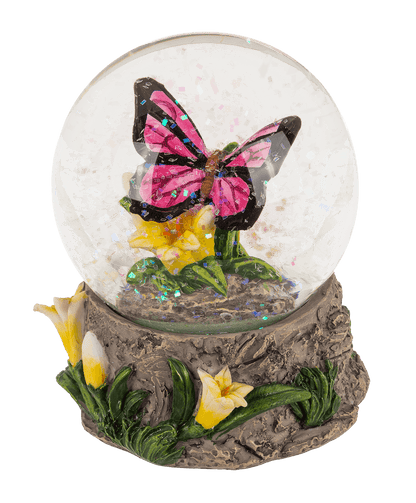 Polyresin glitter globe,Butterfly, on base,
