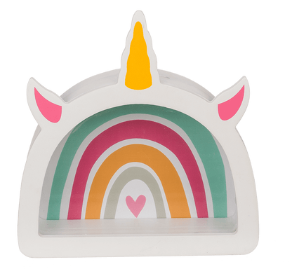 Wooden saving bank, Rainbow unicorn,