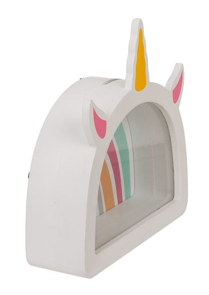 Wooden saving bank, Rainbow unicorn,