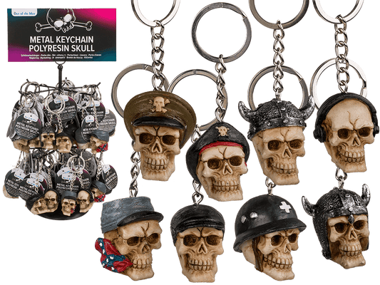 Metal keychain, Polyresin Skull,