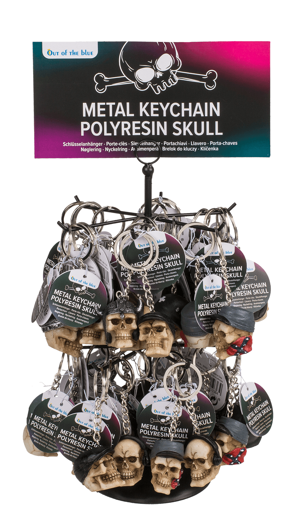 Metal keychain, Polyresin Skull,