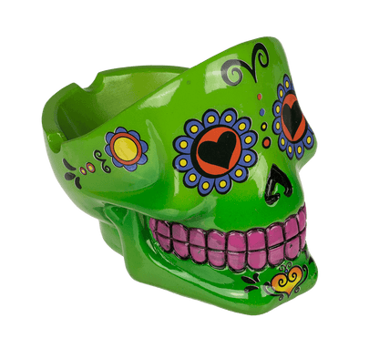 Polyresin ashtray, Coloured Skull I,