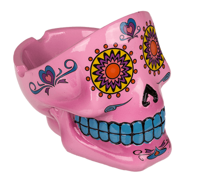 Polyresin ashtray, Coloured Skull I,