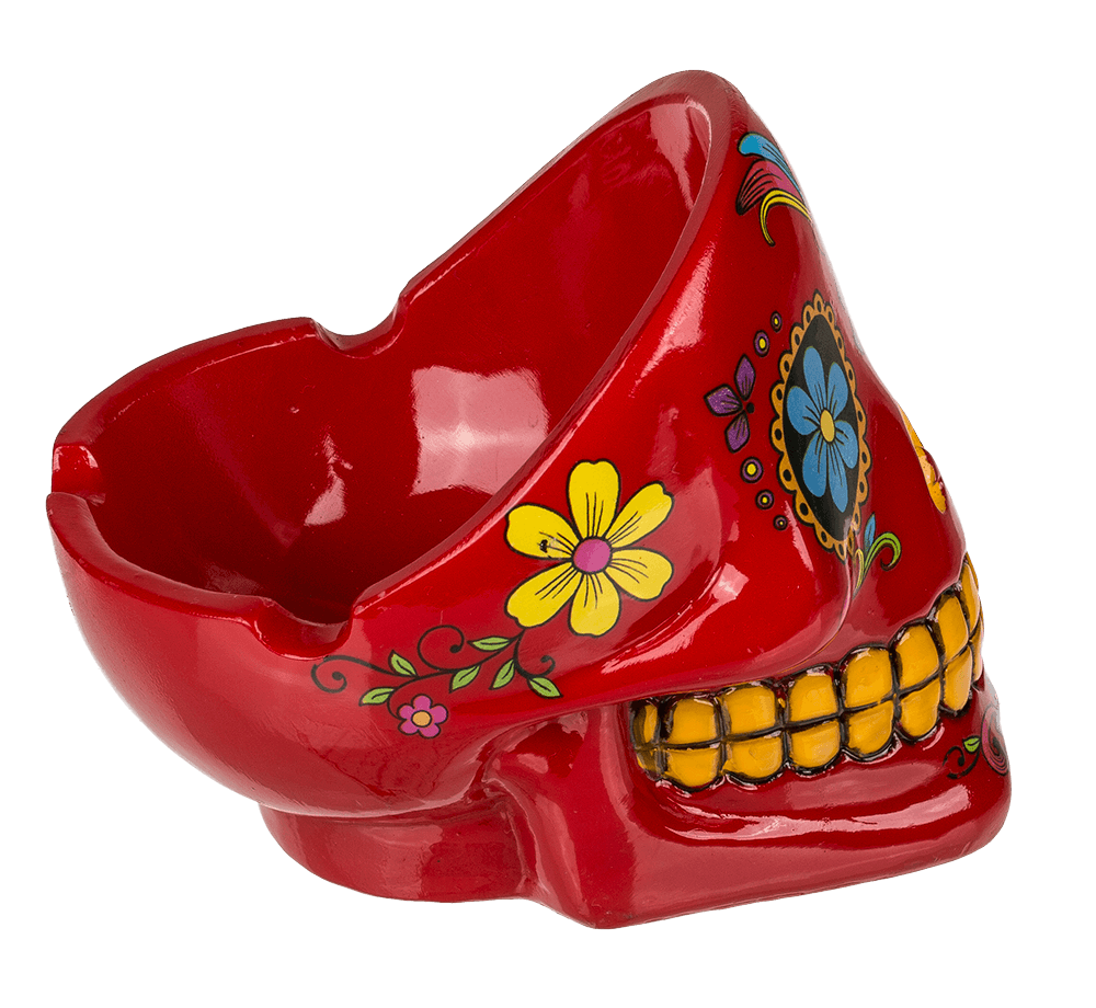 Polyresin ashtray, Coloured Skull I,