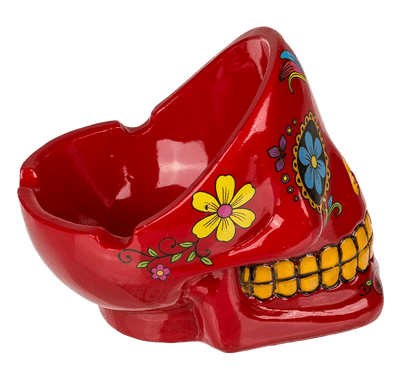 Polyresin ashtray, Coloured Skull I,