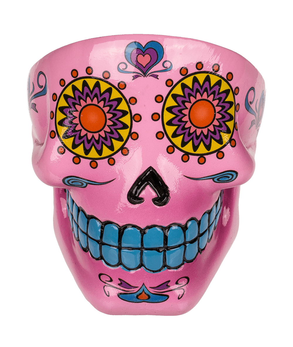 Polyresin ashtray, Coloured Skull I,
