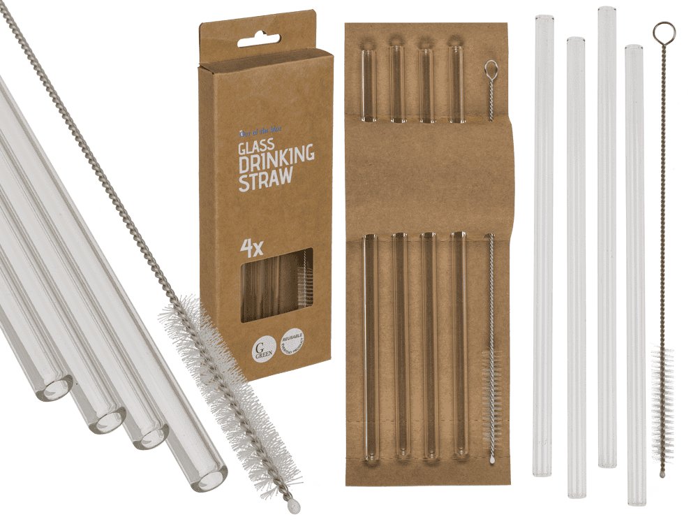 Glass drinking straw with cleaning brush,