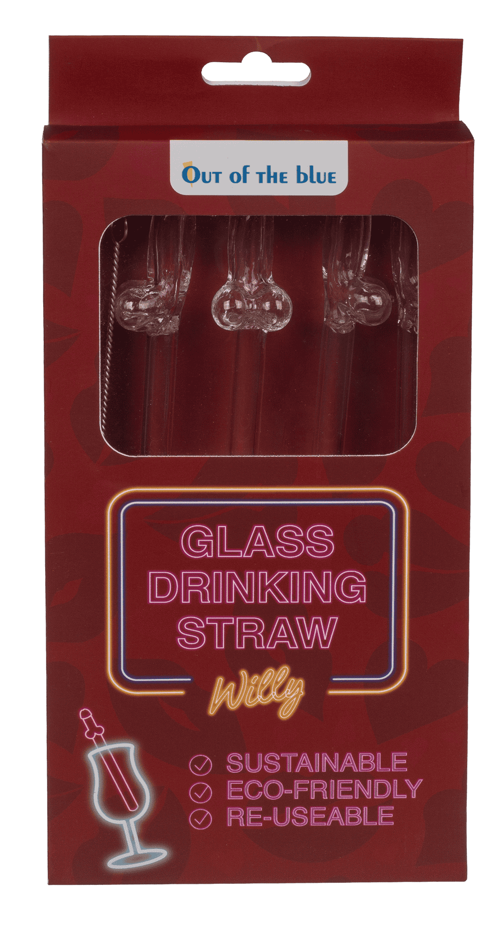 Glass drinking straw with cleaning brush, Willy,