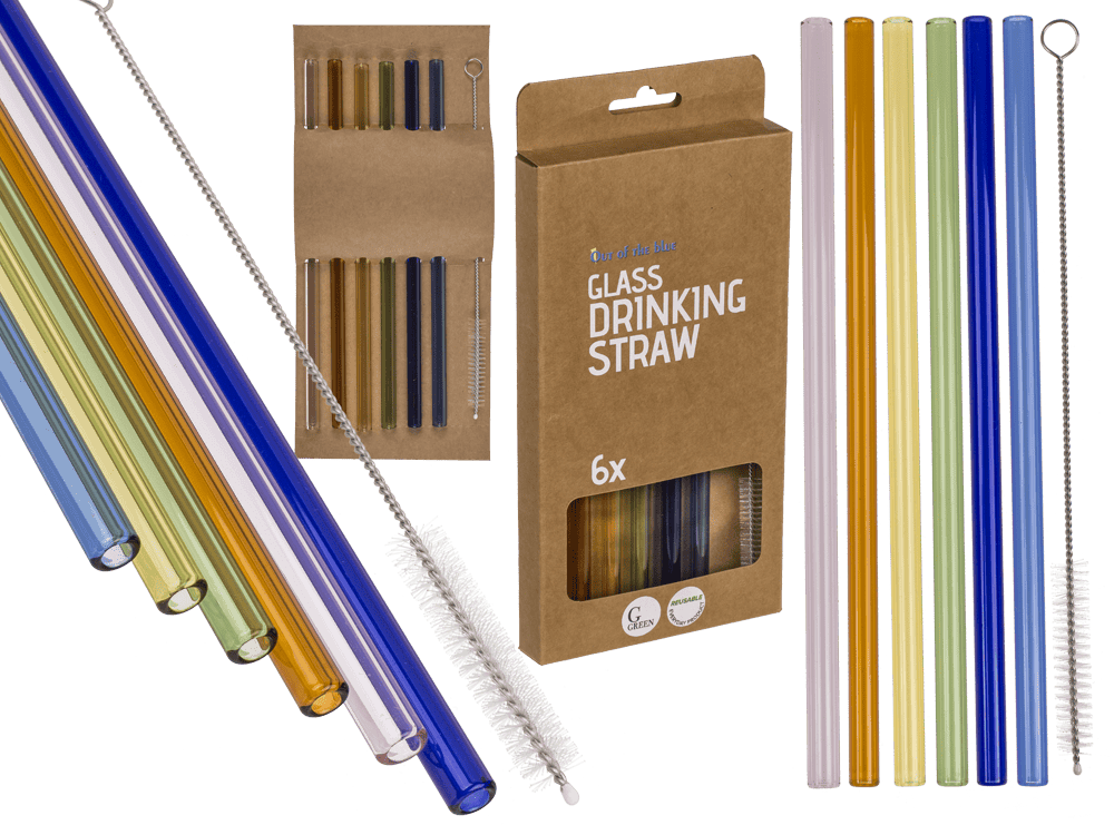 Glass drinking straw with cleaning brush,