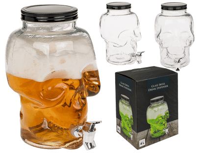 Glass Skull Drink Dispenser, 4 L,