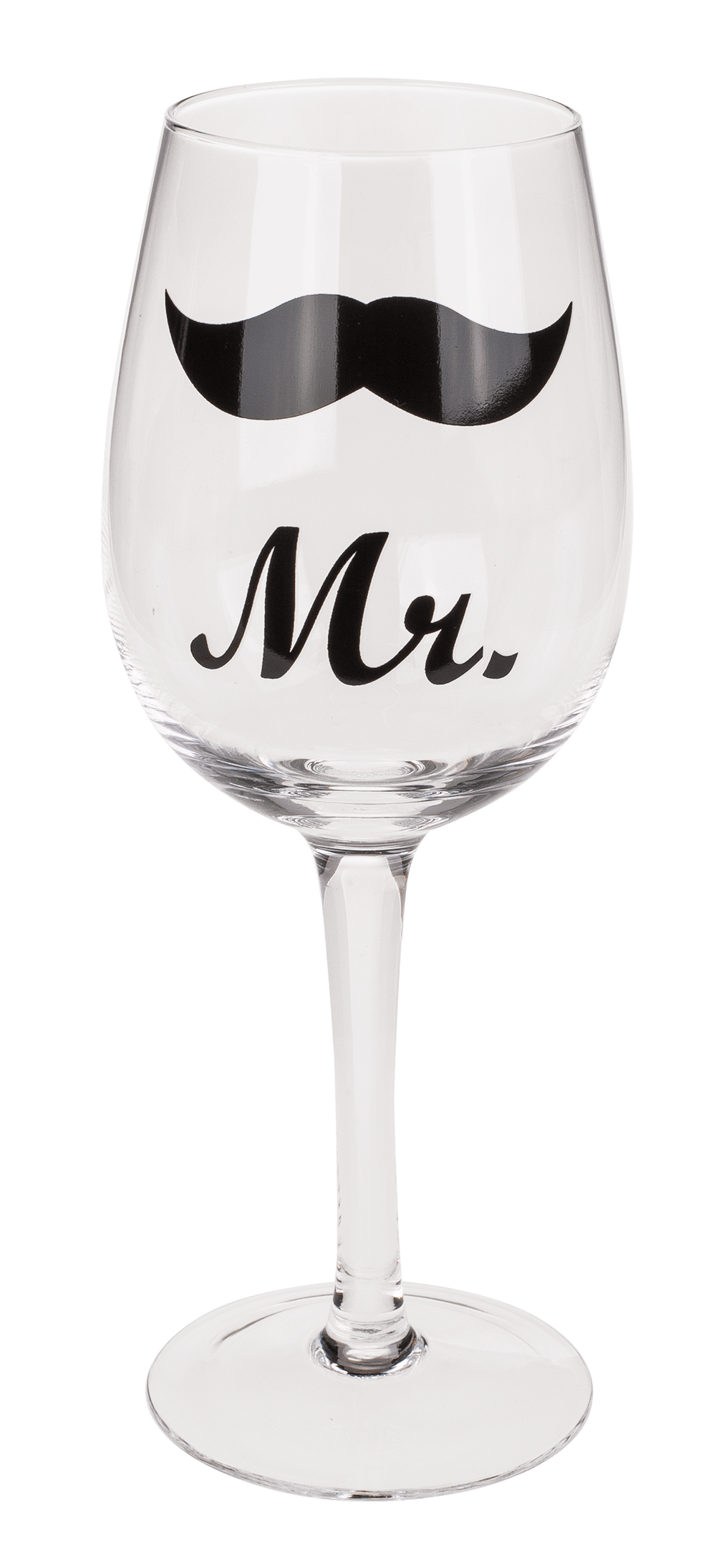 Wine glass with Kiss and Moustache decor for,