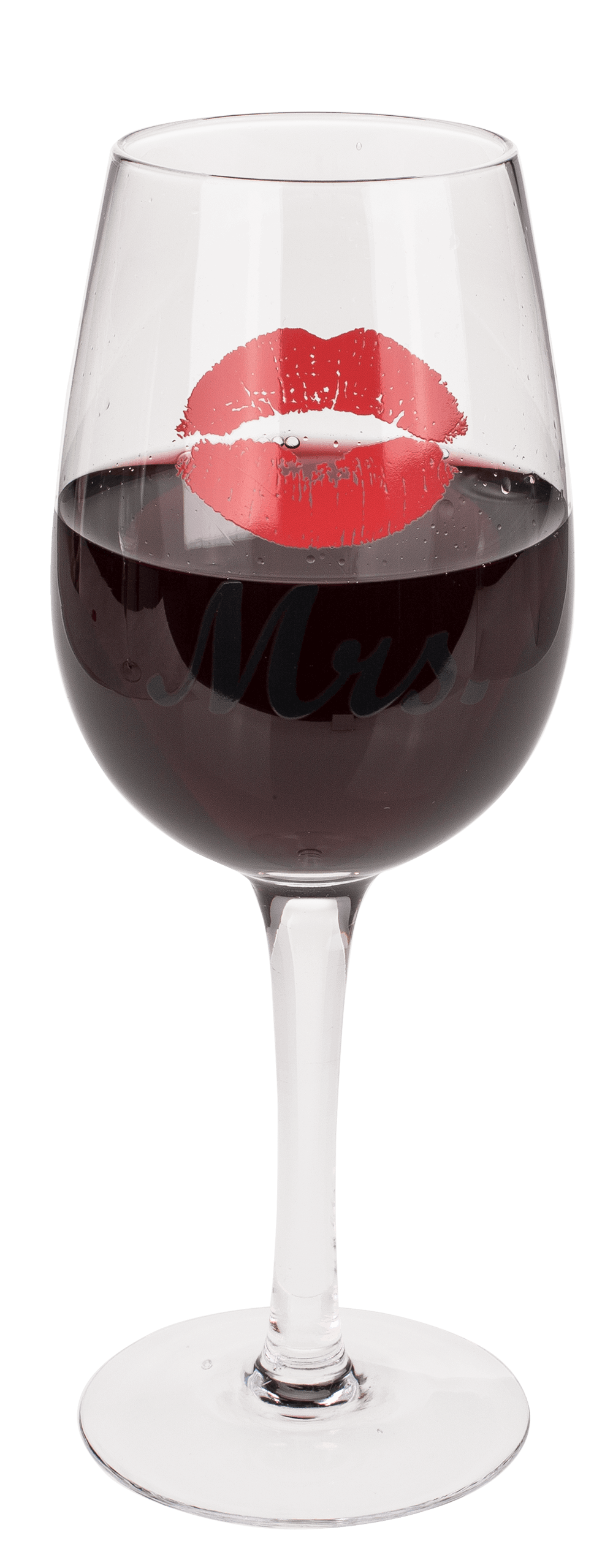 Wine glass with Kiss and Moustache decor for,