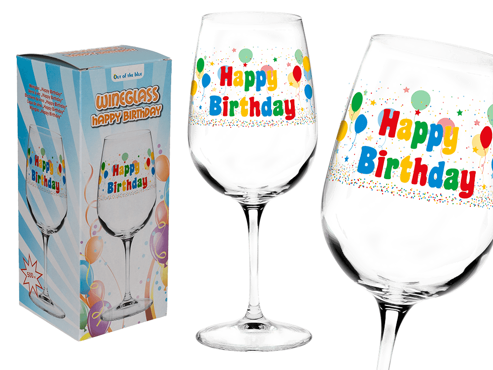 Wine glas, Happy Birthday,