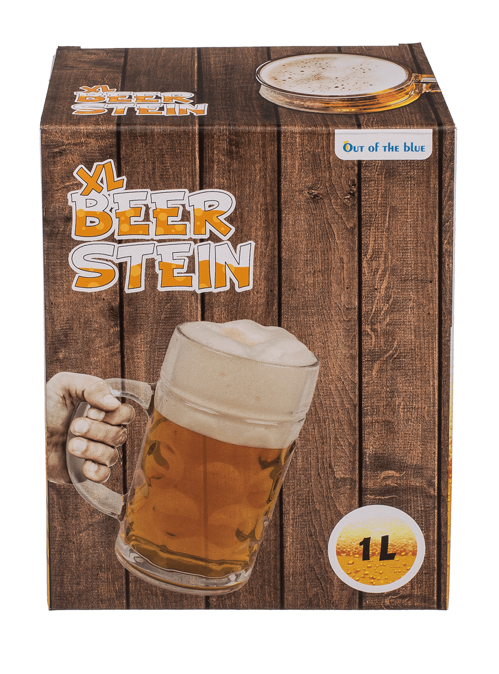 XL Glass Beer Stein, 10,5 x 20 cm,