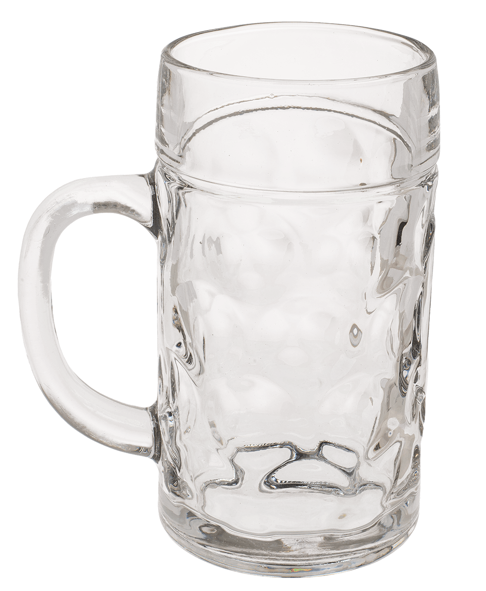 XL Glass Beer Stein, 10,5 x 20 cm,