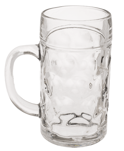 XL Glass Beer Stein, 10,5 x 20 cm,