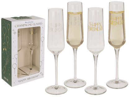 Champagne glass set, Happy Birthday, 7 x 26 cm,