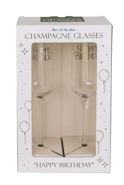 Champagne glass set, Happy Birthday, 7 x 26 cm,