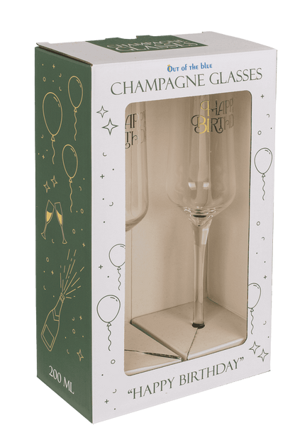 Champagne glass set, Happy Birthday, 7 x 26 cm,