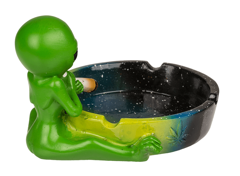 Ashtray, Alien with joint, ca. 15 cm,